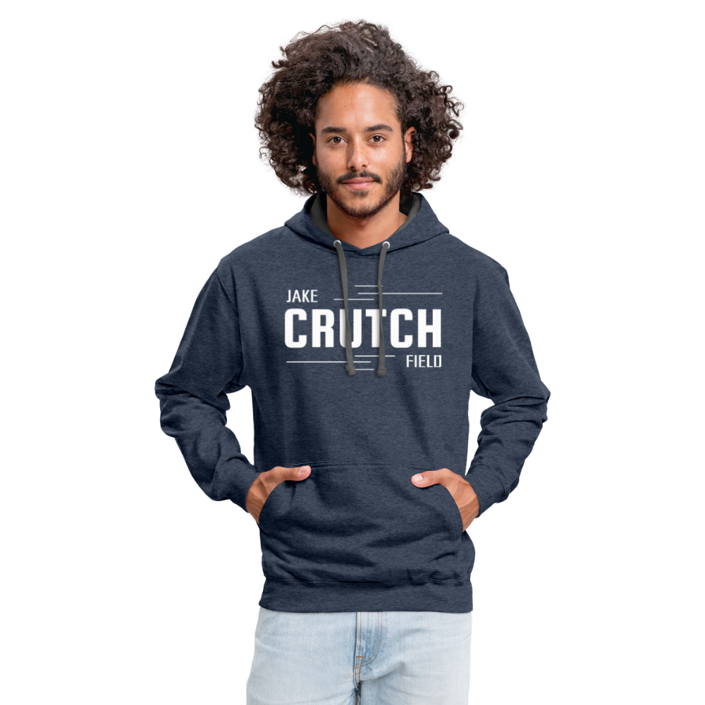 Crutchfield Logo White Hoodie [Unisex] - indigo heather/asphalt